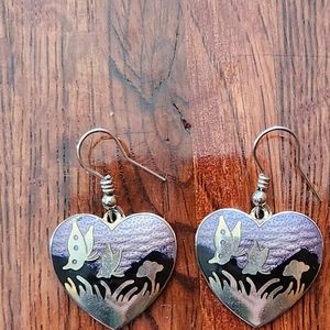 Butterfly Heart Pierced Earrings
